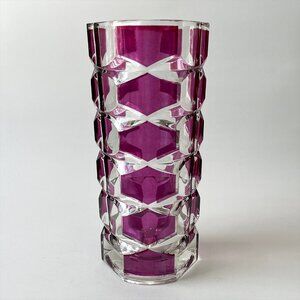 Large Vtg Windsor Rubis Crystal Glass Vase by JG Durand for Luminarc France 9.5"